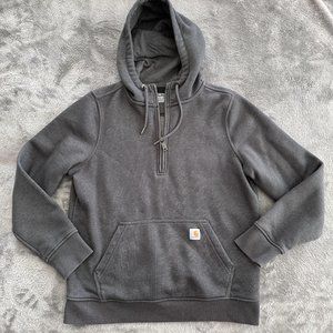 Carhartt Relaxed Fit Quarter Zip Pullover Hoodie Women's MEDIUM 8/10 Gray